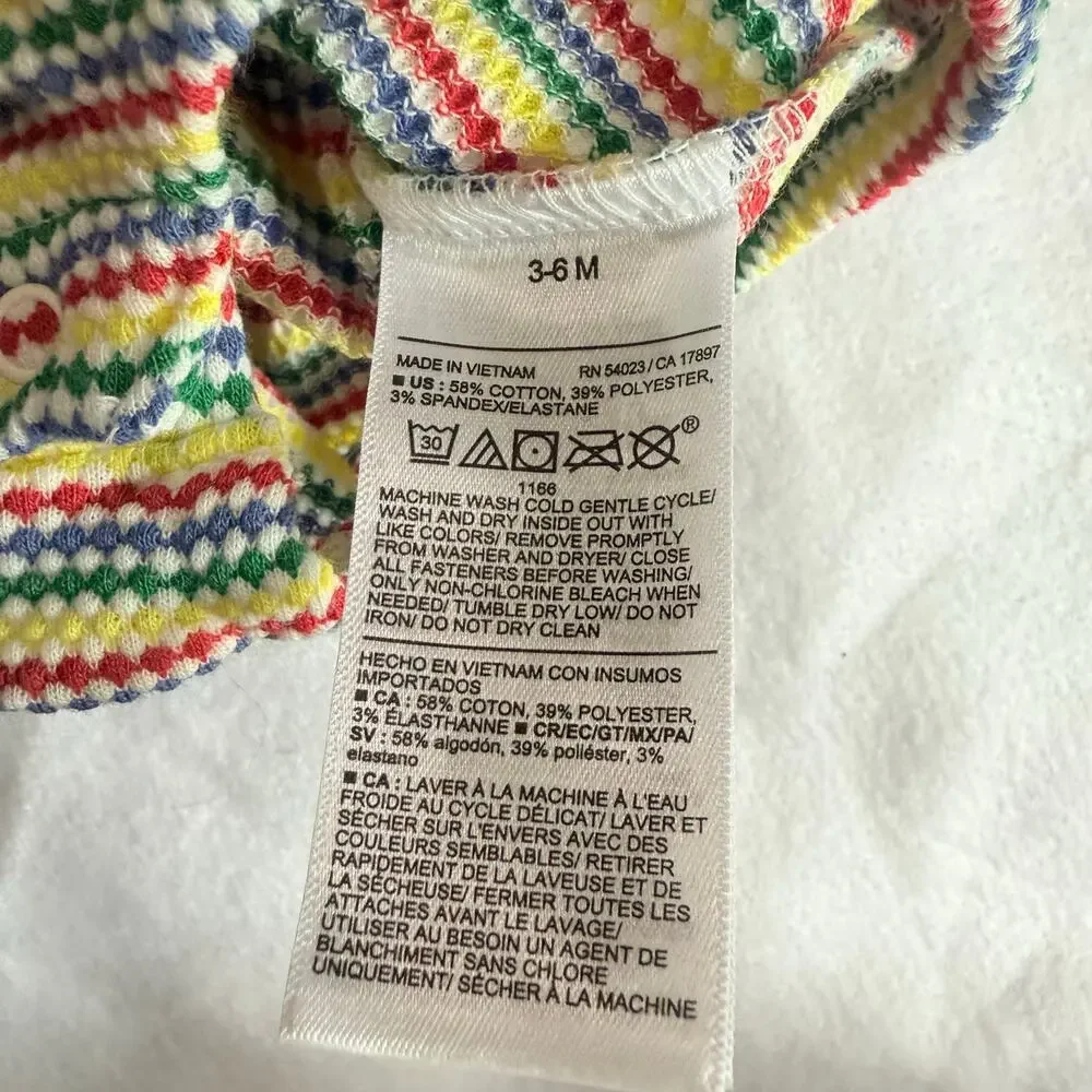 NWT Old Navy Rainbow Stripe Polo Bubble Romper Bodysuit Baby Boy 3-6 Months